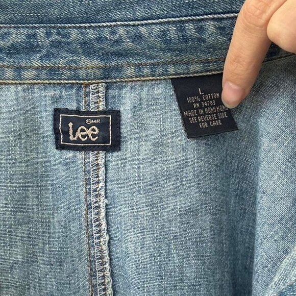 Vintage Lee denim blue button up shirt sleeved shirt - Picture 5 of 5